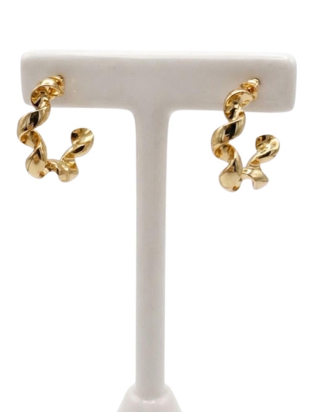 Swirl Stud Gold Tone C-Hoop Earrings (NWT)